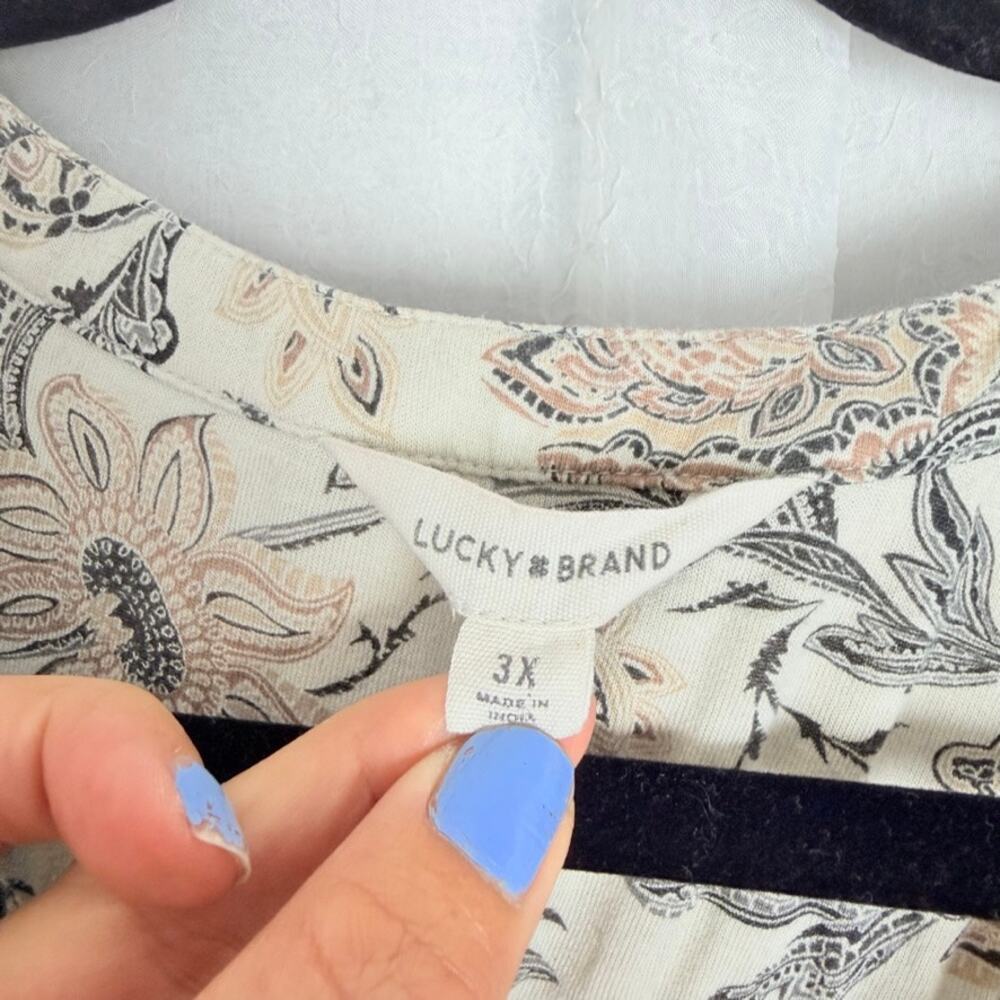 Lucky Brand Boho Paisley Print Top Women’s Size 3X - Picture 3 of 6